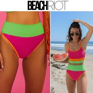Beach Riot Emmy Bottom Neon Sunset Colorblock sz S 98$